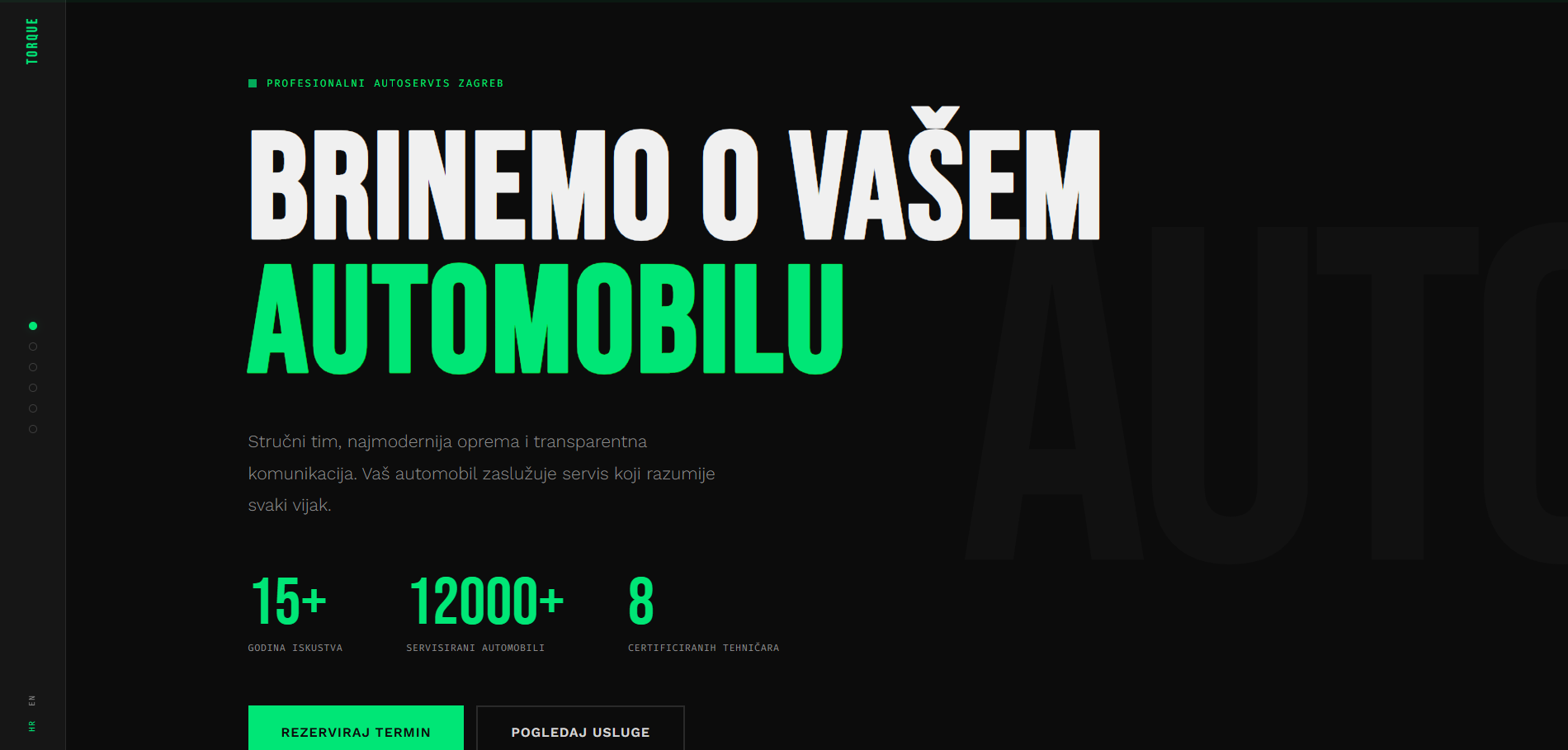 TORQUE brutalist industrial auto service website