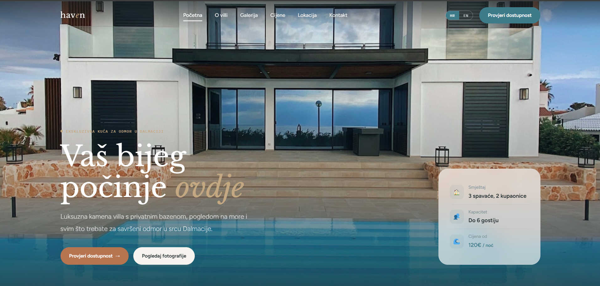 HAVEN earth and ocean holiday rental website