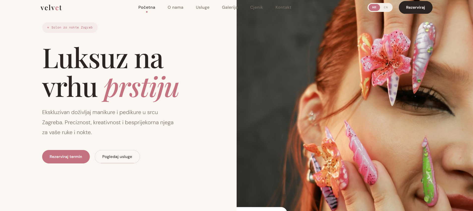 VELVET soft editorial nail salon website