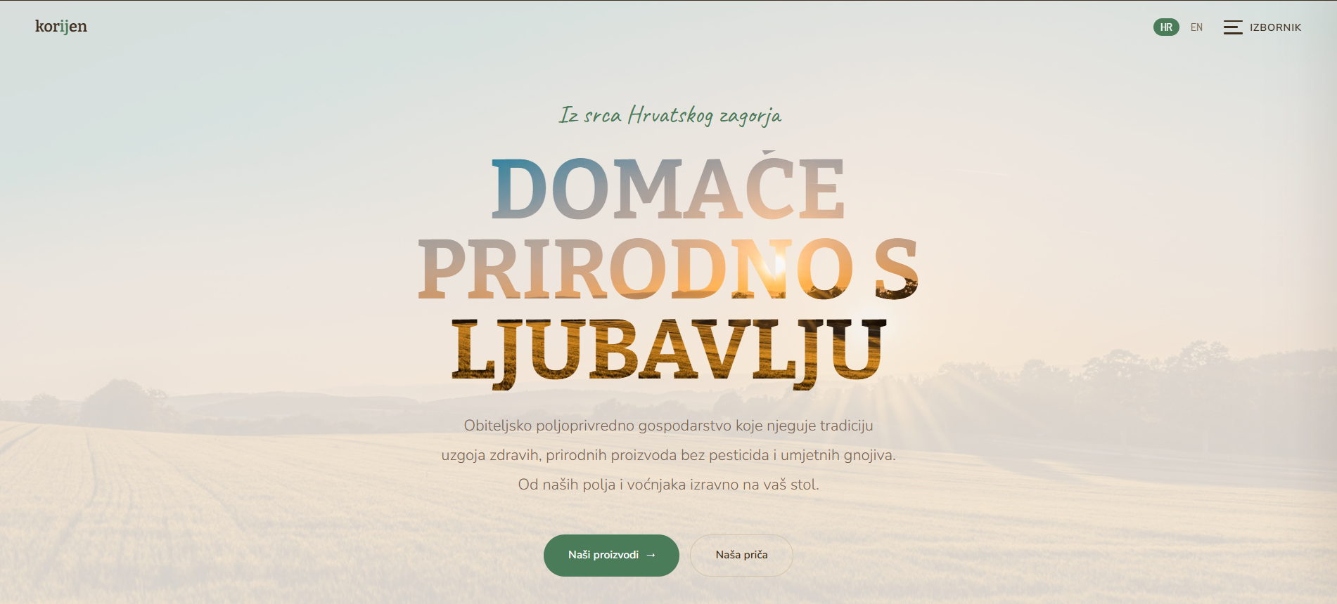 KORIJEN warm earthy family farm OPG website